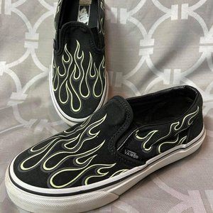 Kids Vans Shoes - Glow in the dark flames